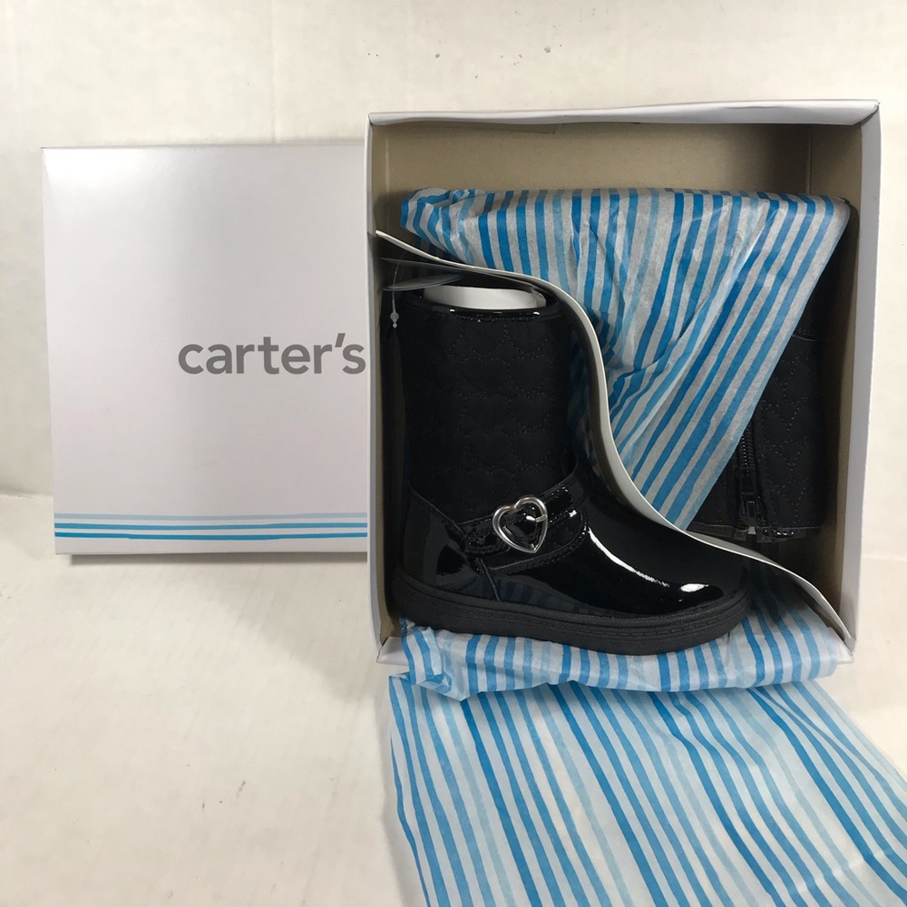 Carter's Bonita Toddler Girls Boots Riding Winter Black Shiny New 5 or 7 - Picture 7 of 11